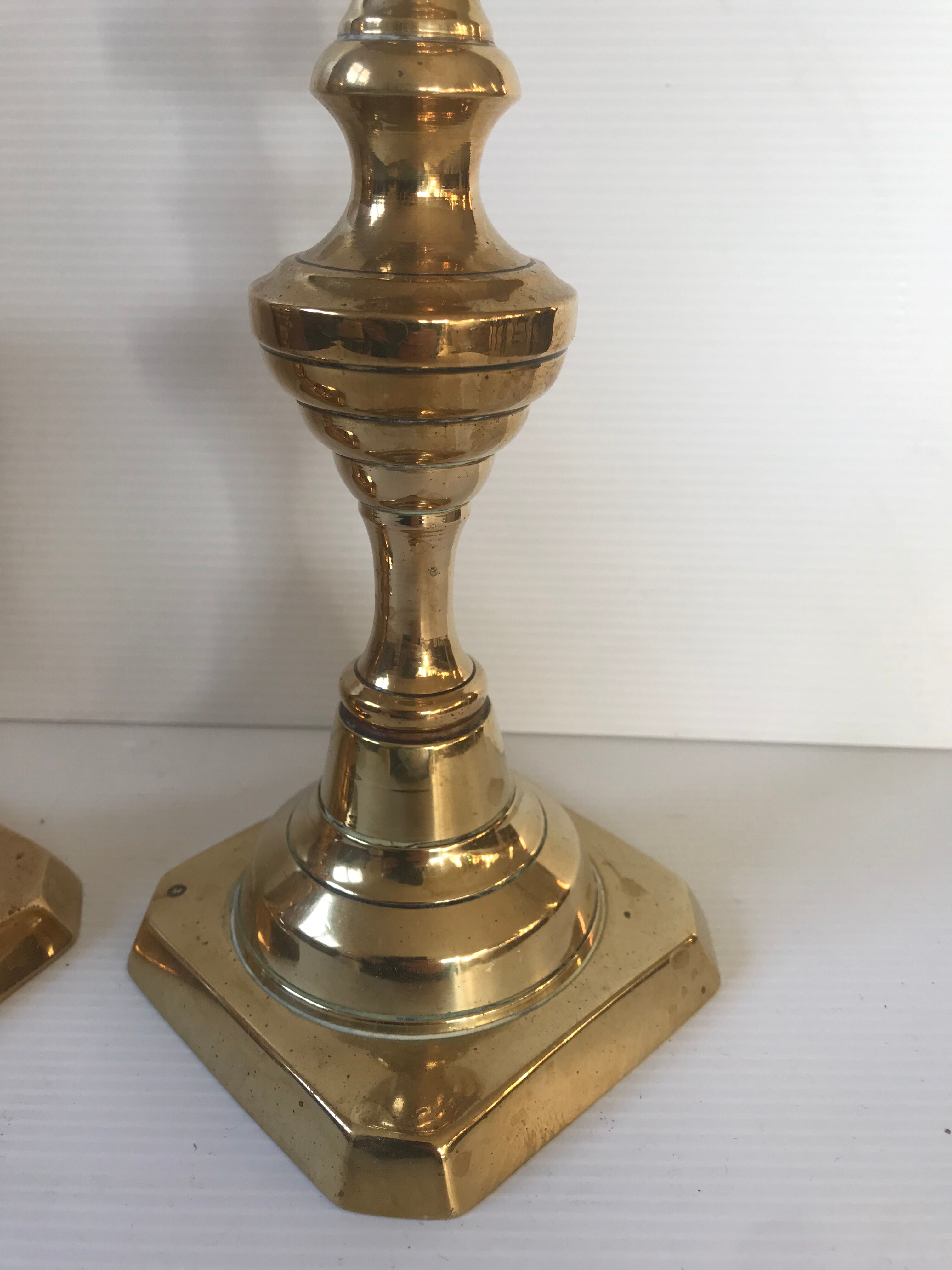 Pair of Victorian candle holders in gilded bronze