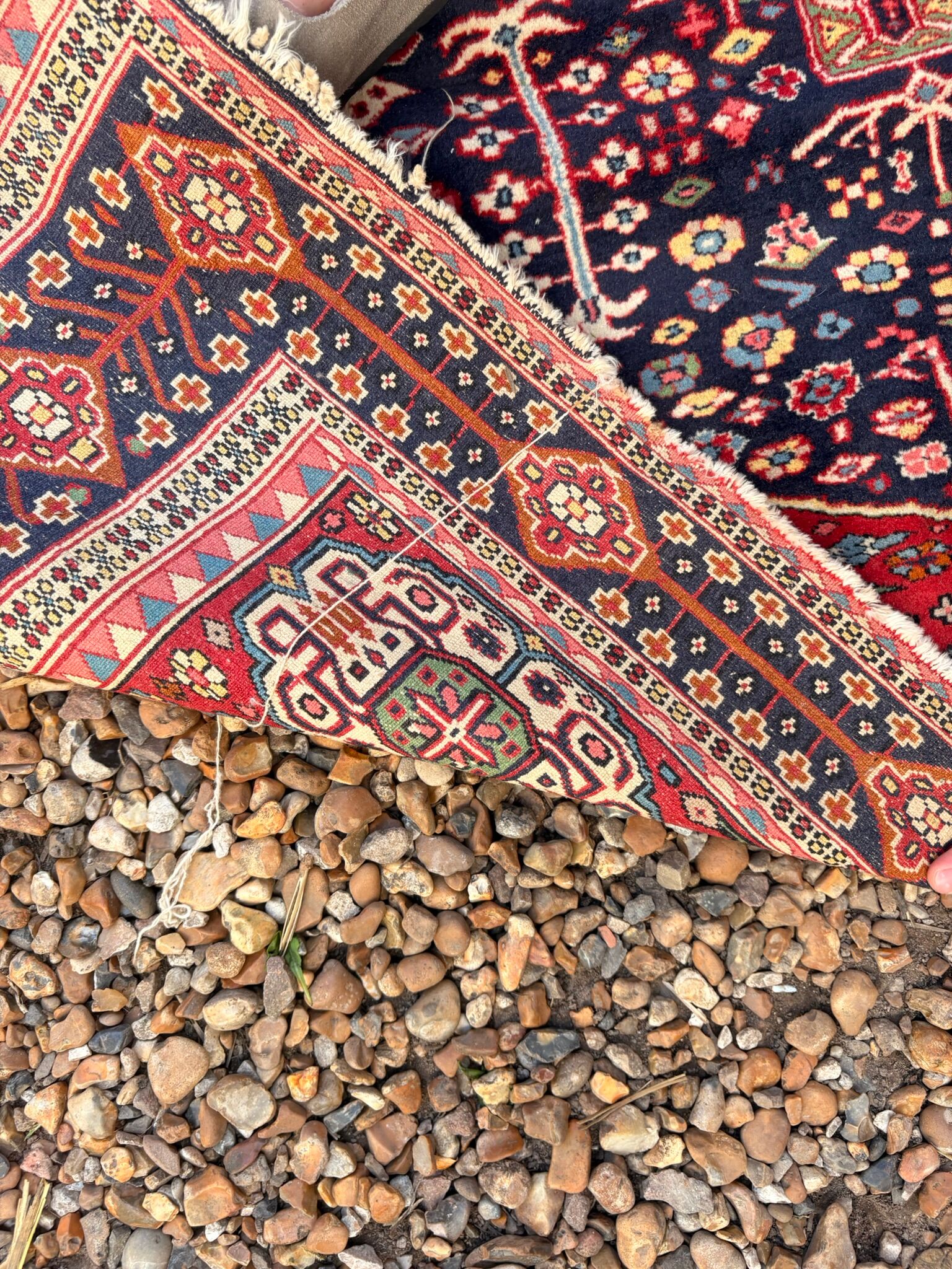 Ancient Senneh Persian rug 195x135cm handmade Herati wool Orient