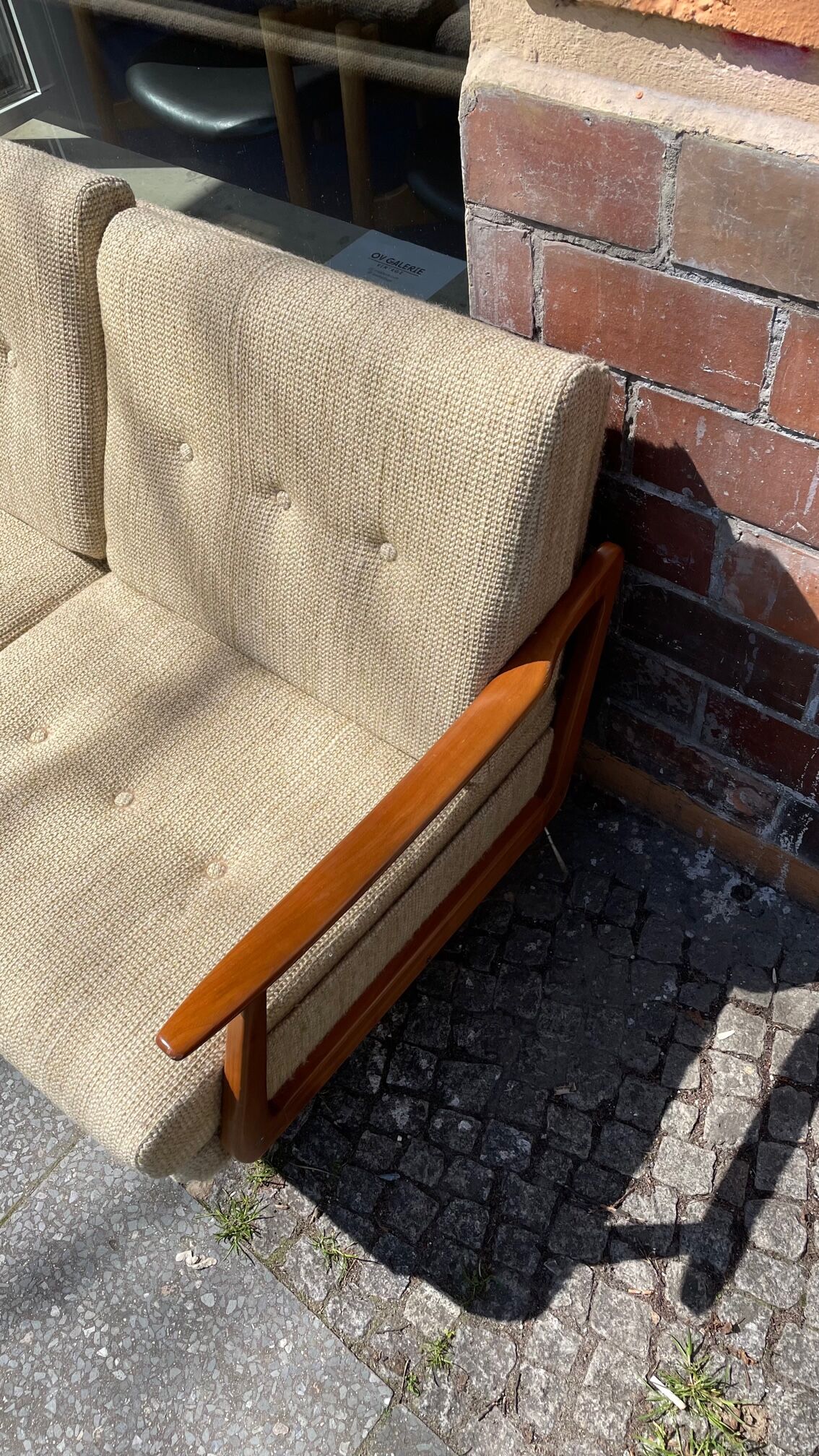 Canape daybed of the 60s in wood and wool
