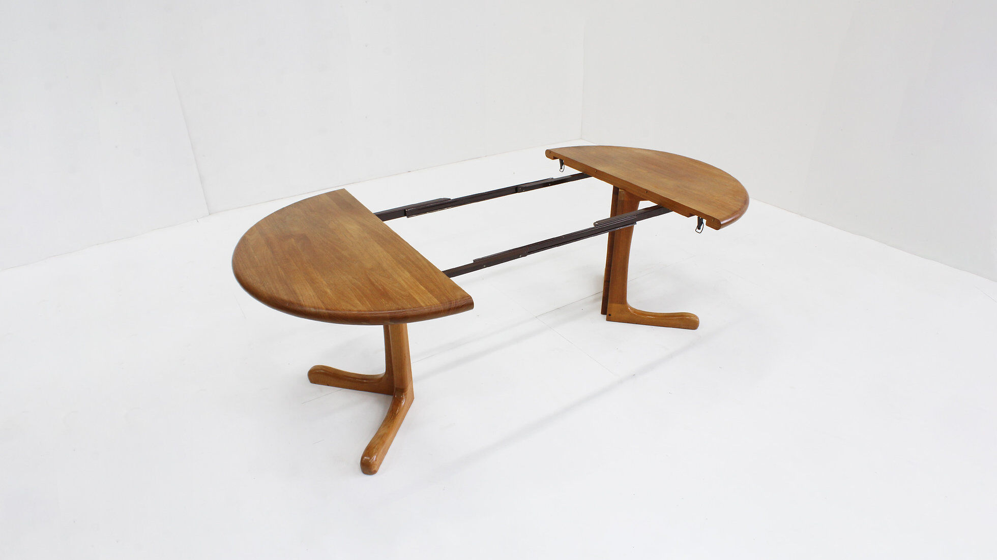 Vintage Danish round extendable dining table solid teak 1960s