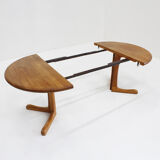 Vintage Danish round extendable dining table solid teak 1960s