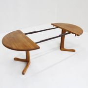 Vintage Danish round extendable dining table solid teak 1960s