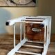 Workshop stool in vintage patinated solid wood
