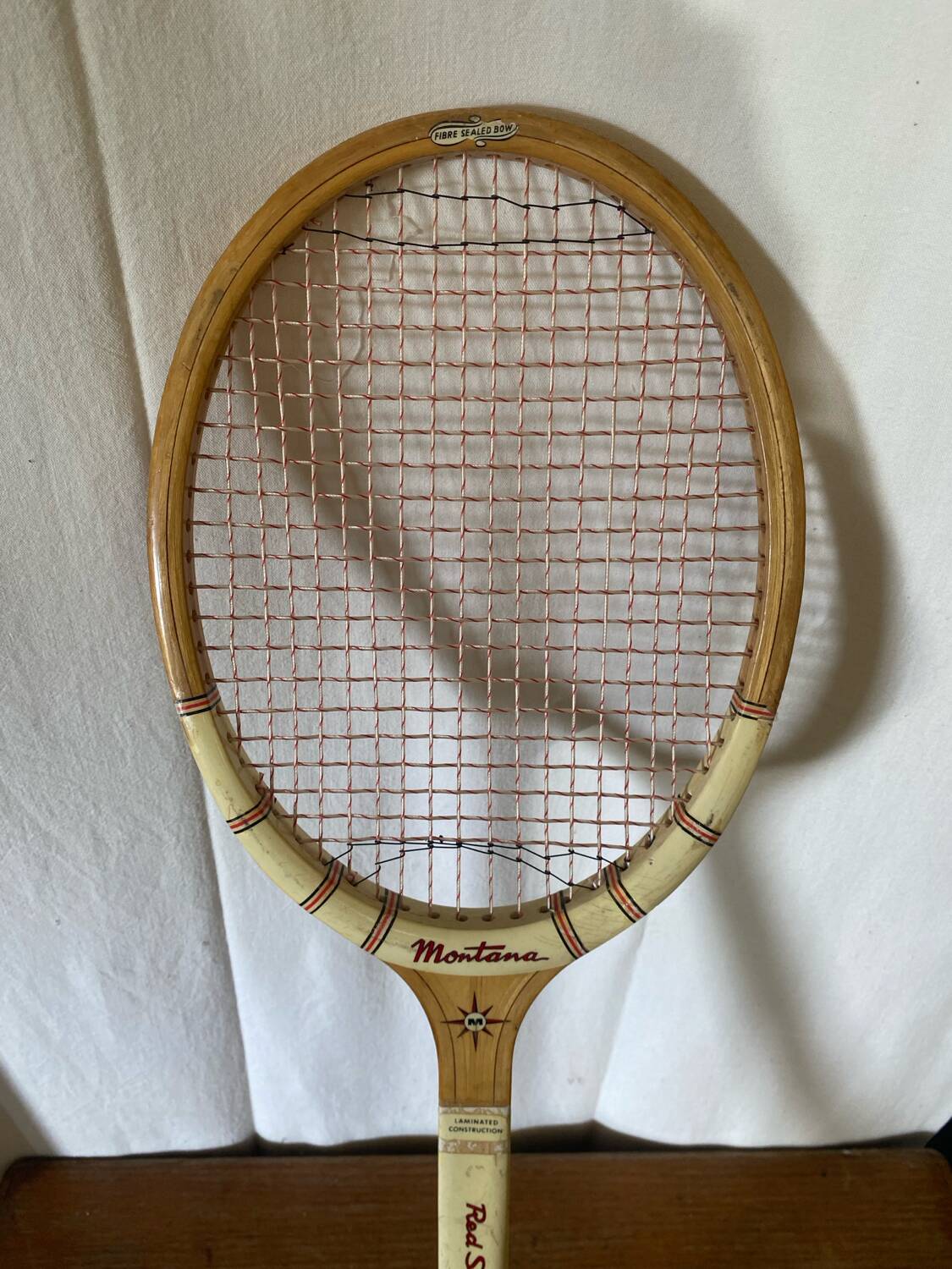 Vintage montana red star wood tennis racket