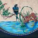 Round polychrome enamel dish with bird decoration circa 1900