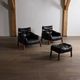 Percival Lafer MP-81 lounge chairs with ottoman in black leather, Brazil 1970s