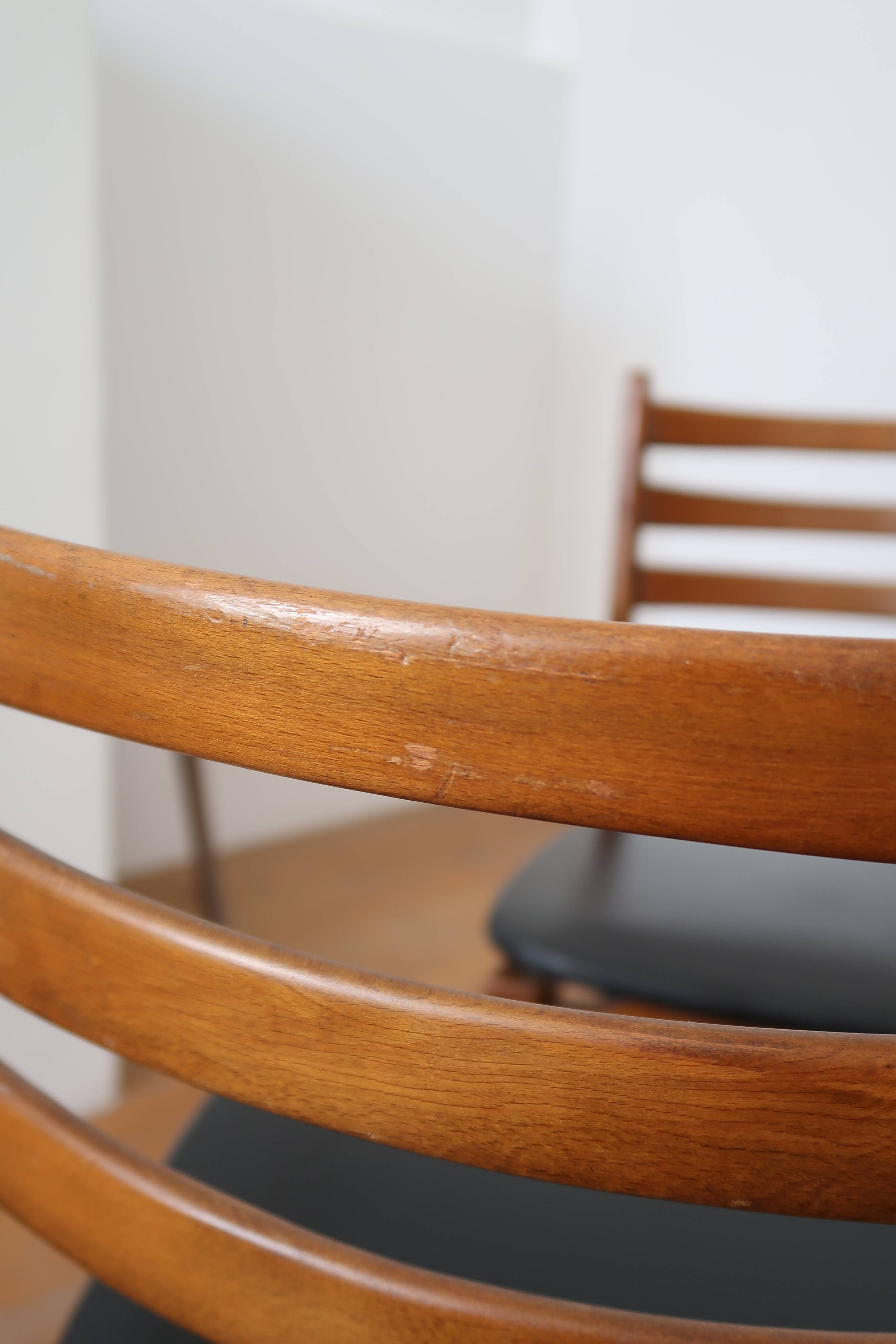 6 Scandinavian beech skai chairs