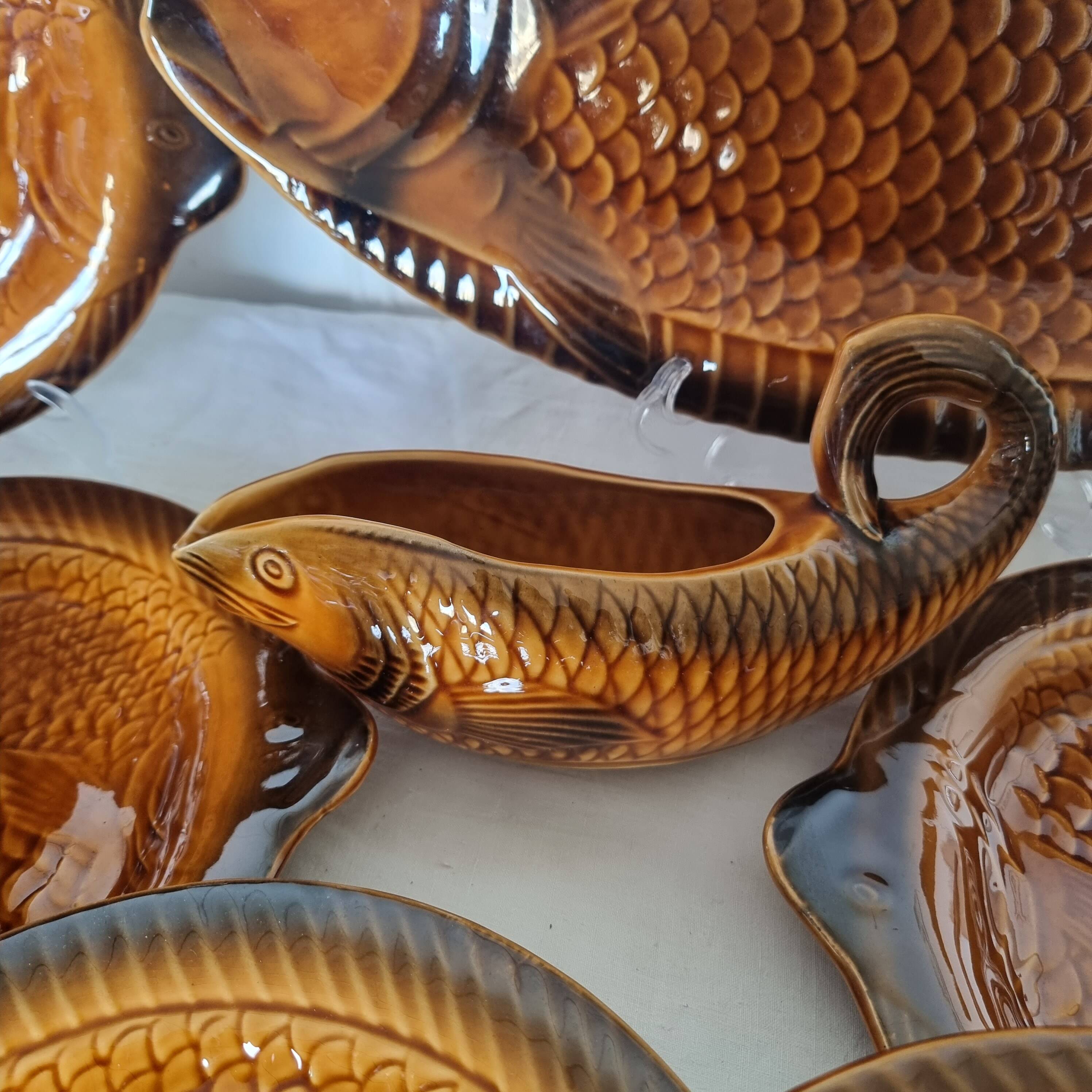 French ceramic dinnerware and plates set sarraguemines 1970s