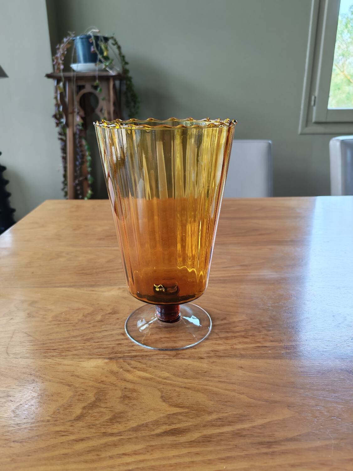 Vase vintage en verre jaune Empoli Italie
