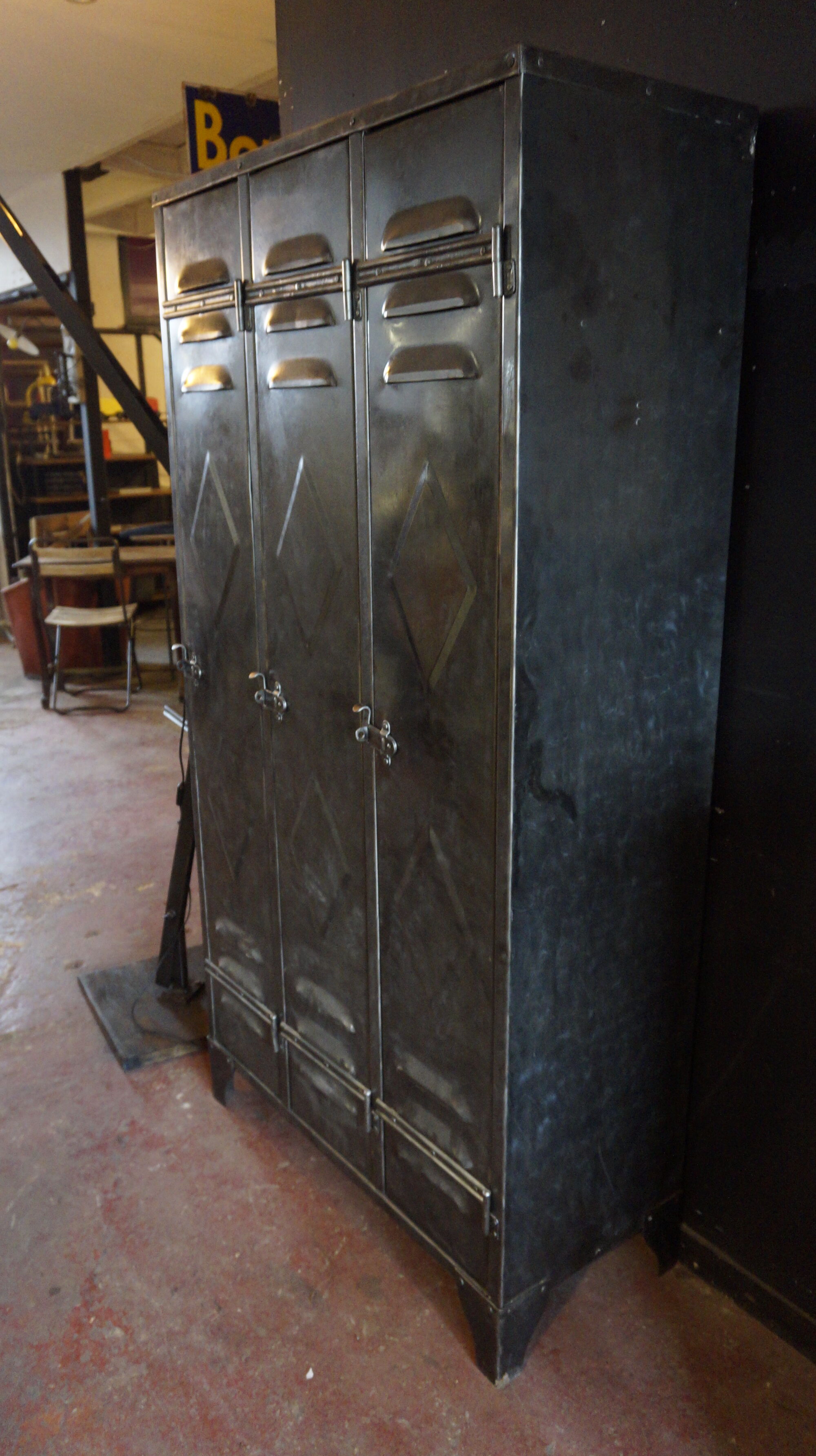 Industrial locker room three doors