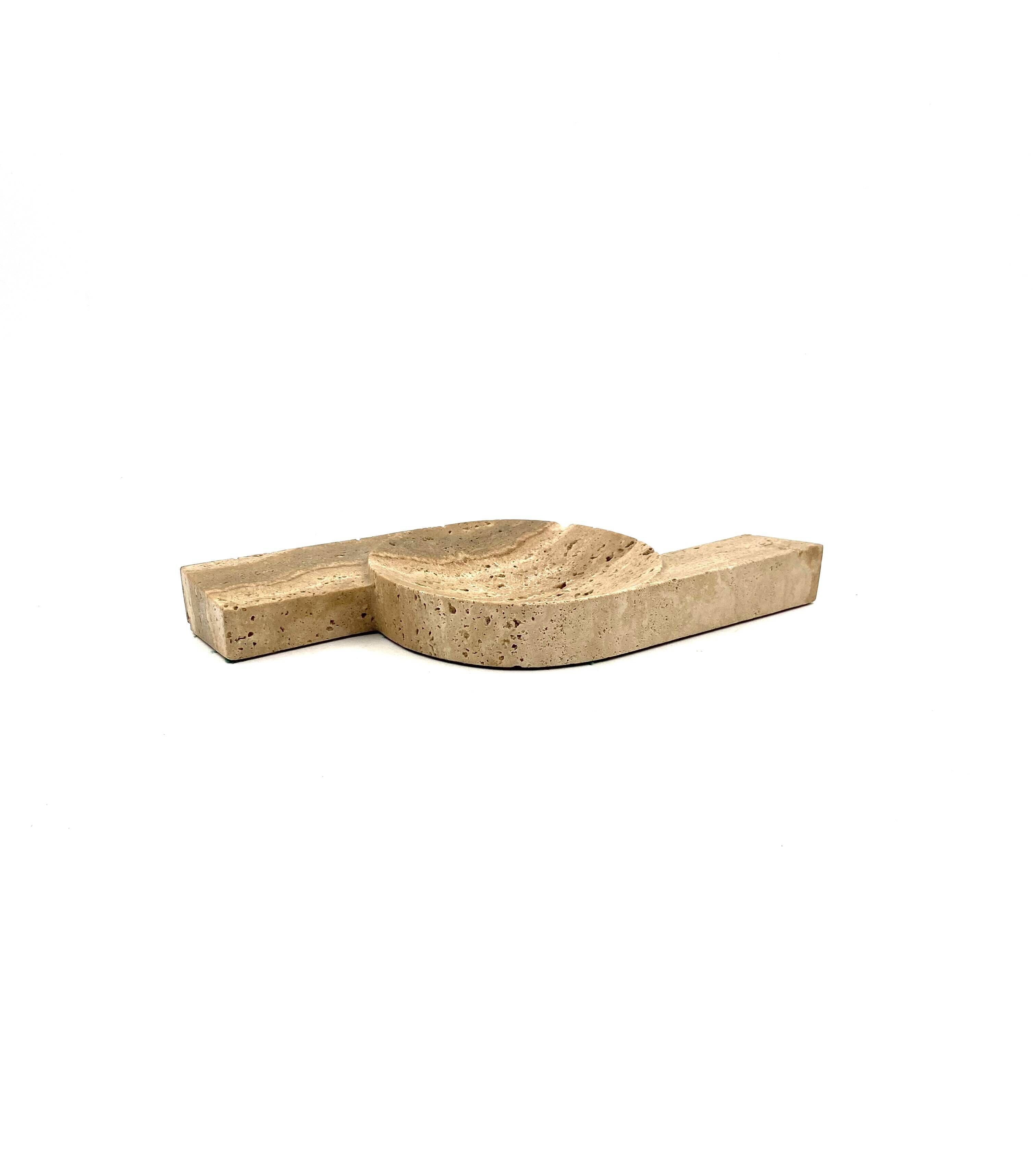Brutalist travertine ashtray, Cerri Nestore, Italy, 1970s