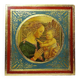 Small Florentine miniature painted wooden plaque "The Adoration" Virgin and Child