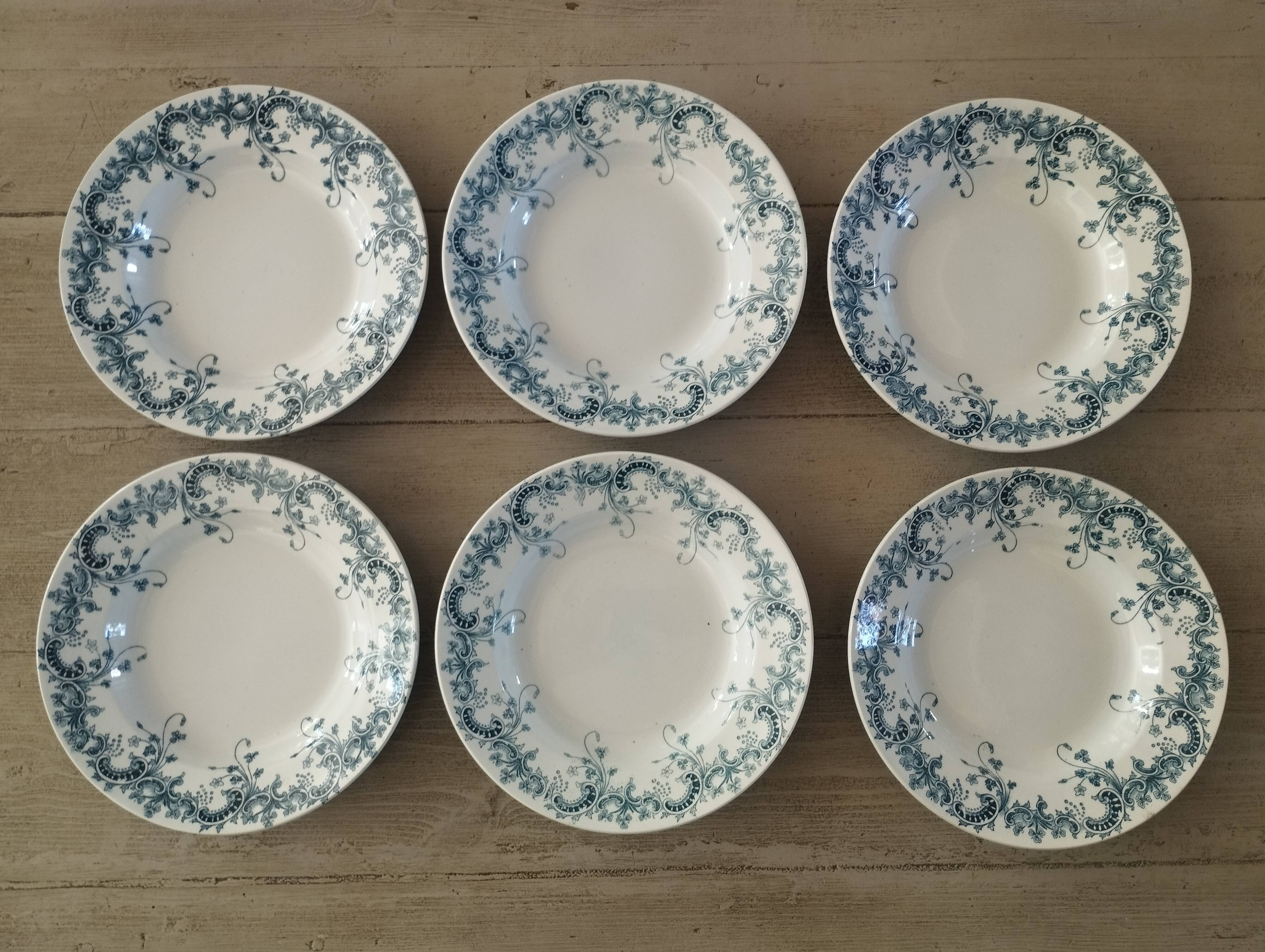 « Byzantin » - 6 assiettes creuses terre de fer St-Amand & Hamage