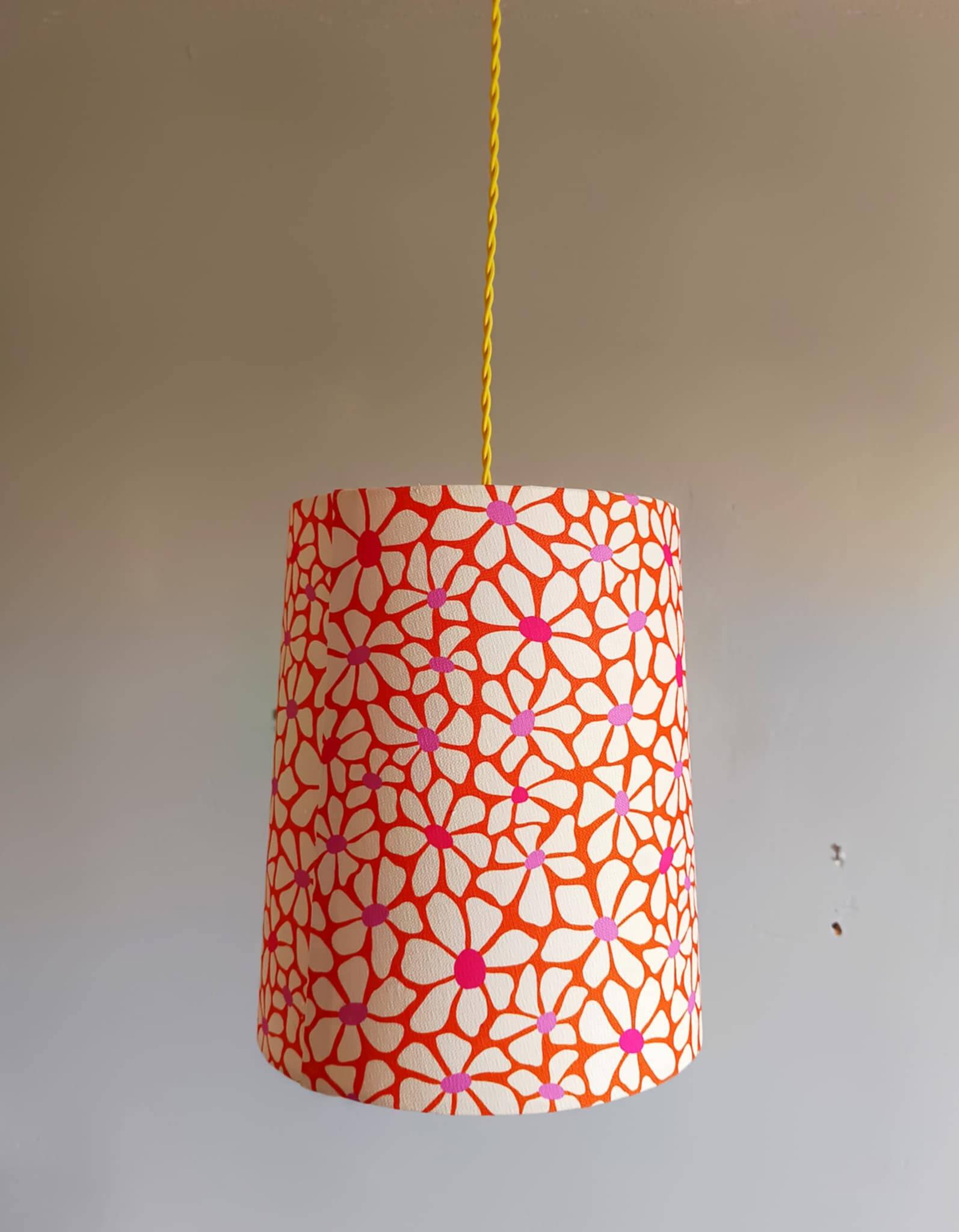 Custom-made vintage 1970s flower pendant light
