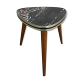 Wooden tripod plant holder and Formica imitating marble, 60s