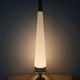 Pair of Hollywood Regency table lamps in brass with glass shades.