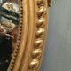 Oval mirror with wooden pediment and gilded stucco oval ice beveled Napoleon III - 80x120cm