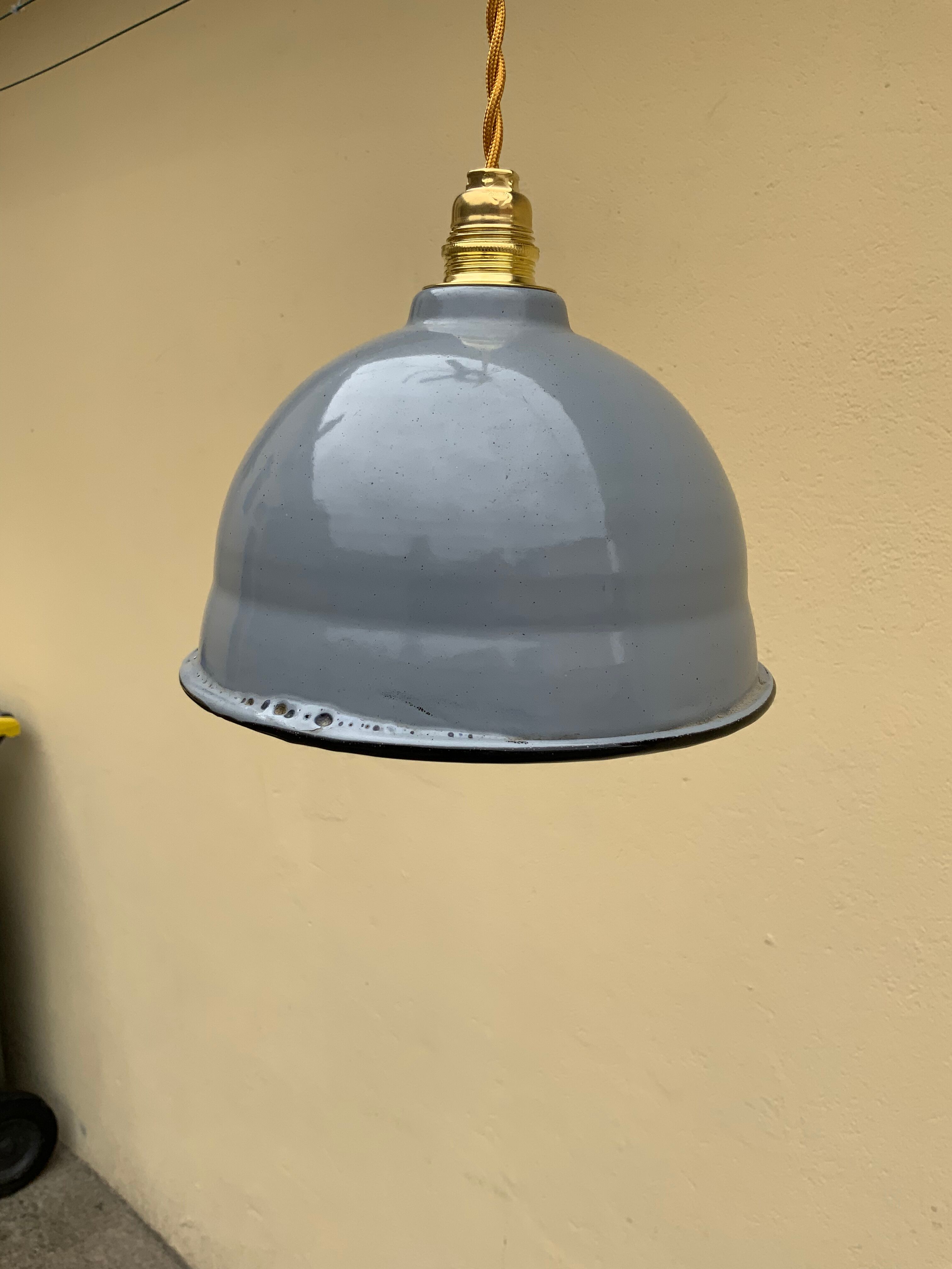 Domed dome suspension in gray and white enamelled sheet metal 18th new electrification
