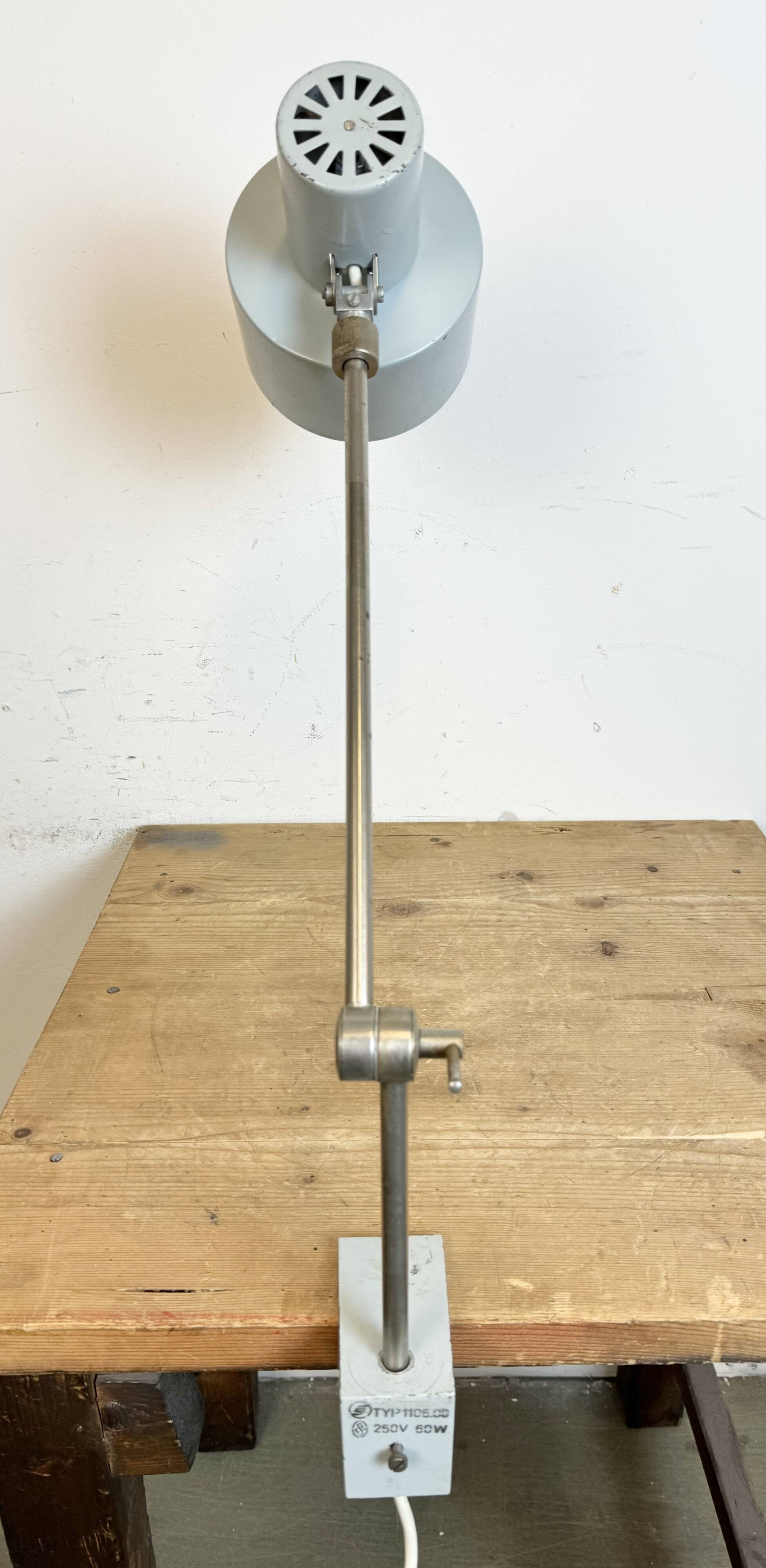Grey Industrial Factory Office Desk Lamp from Elektrosvit, 1970s