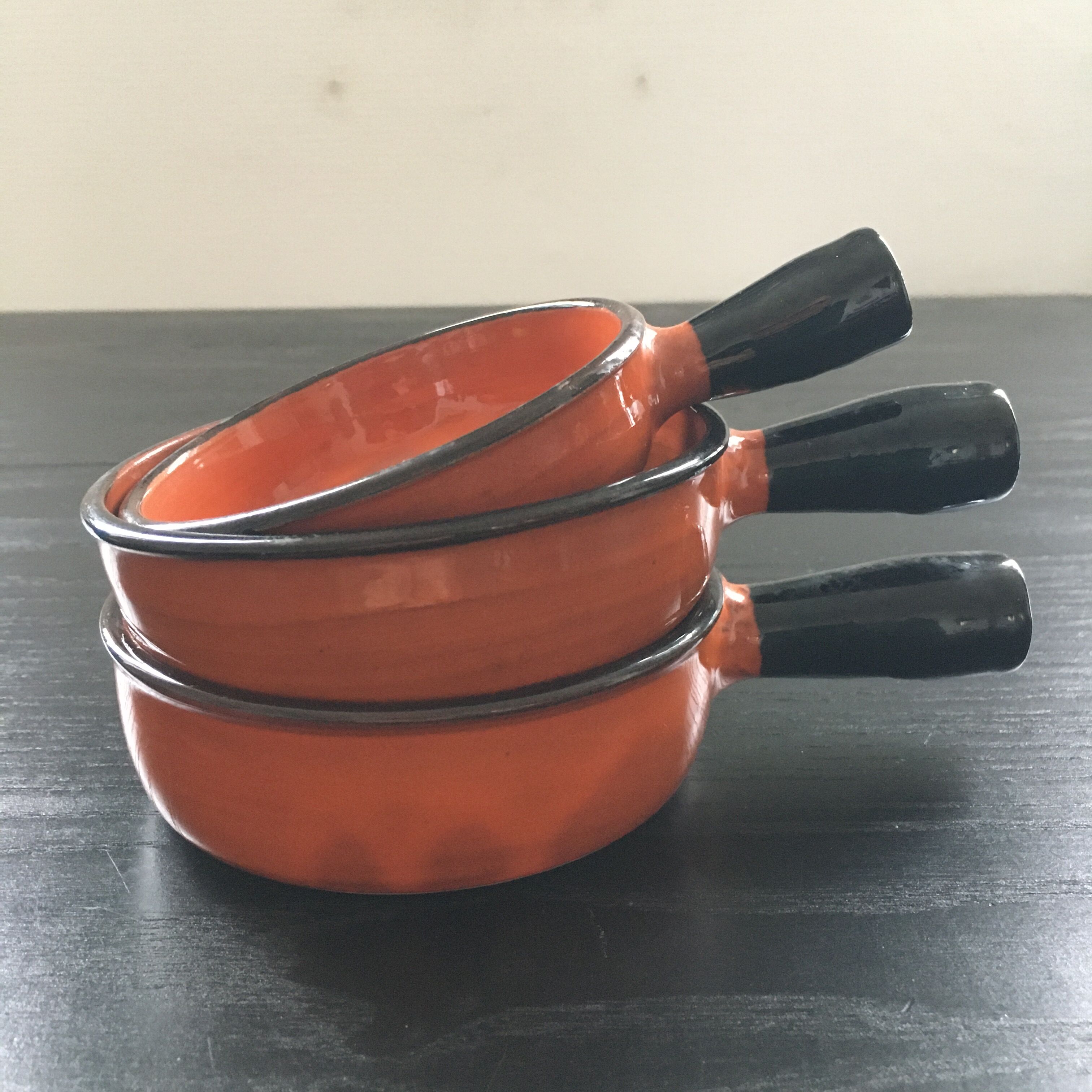Lot 3 poêlons orange et noir