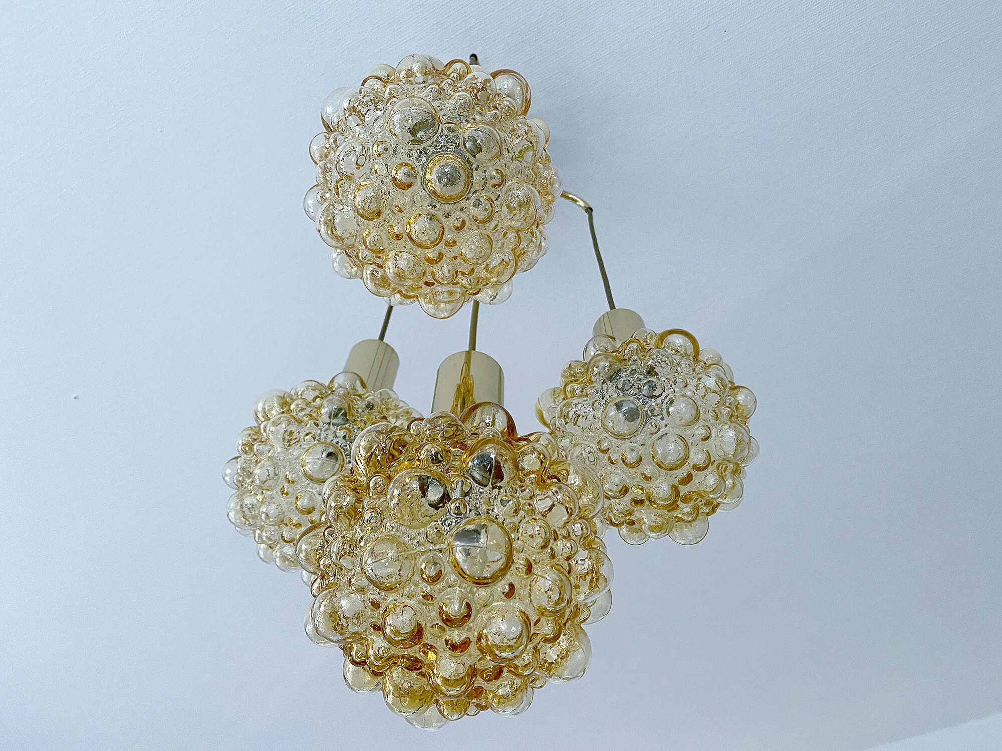 Vintage suspension lamp Limburg, Bubble Glass & Brass, 70s