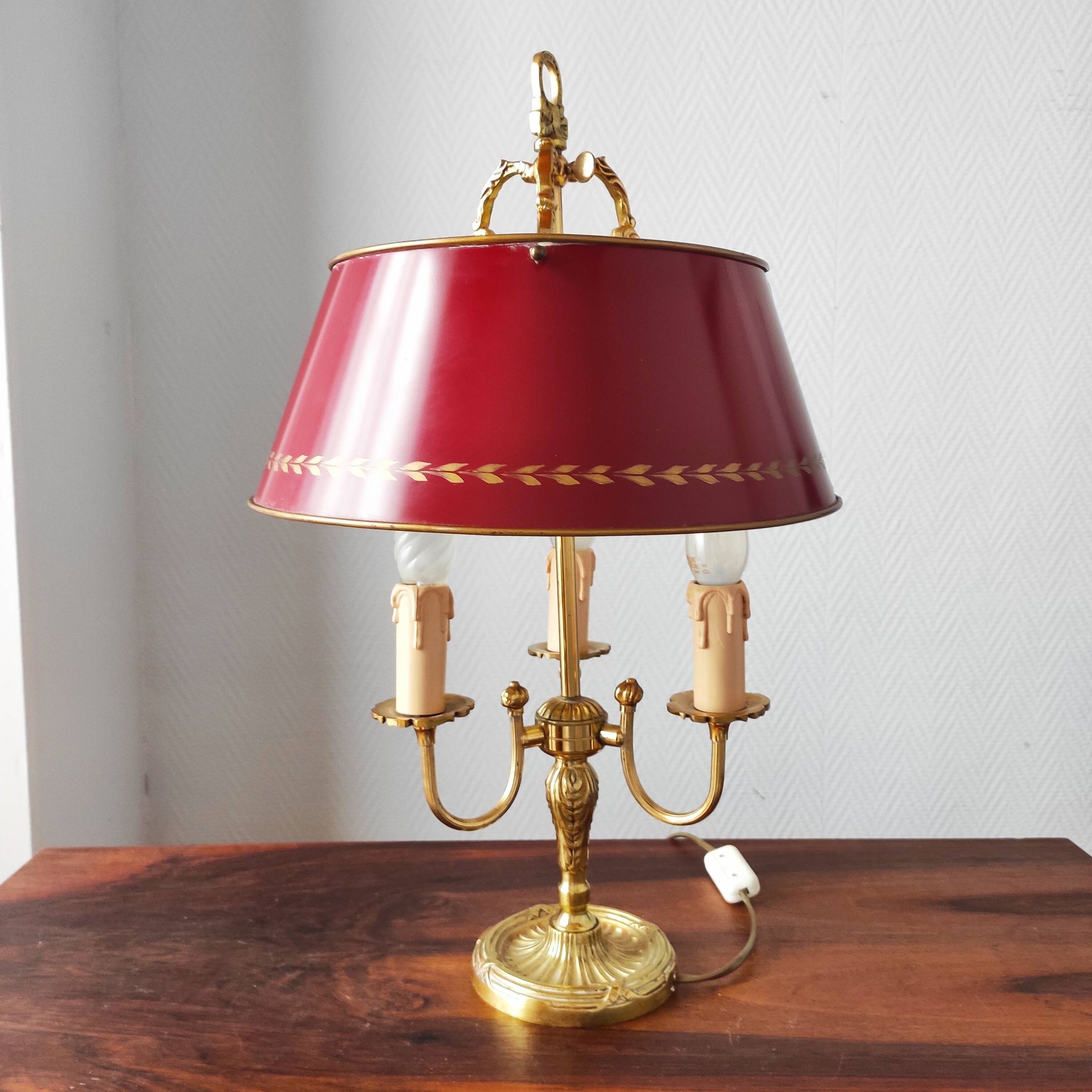 Lampe bouillotte 3 feux en bronze Maison Collange