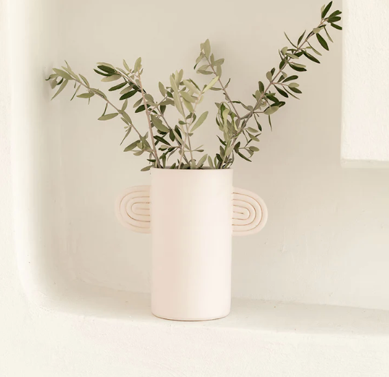 White amber ceramic vase - oustao