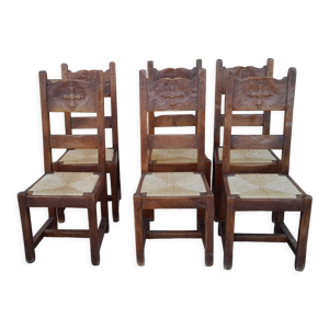 6 ancienne chaises chêne - bois