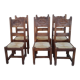 6 old oak chairs, brutalist wood, straw