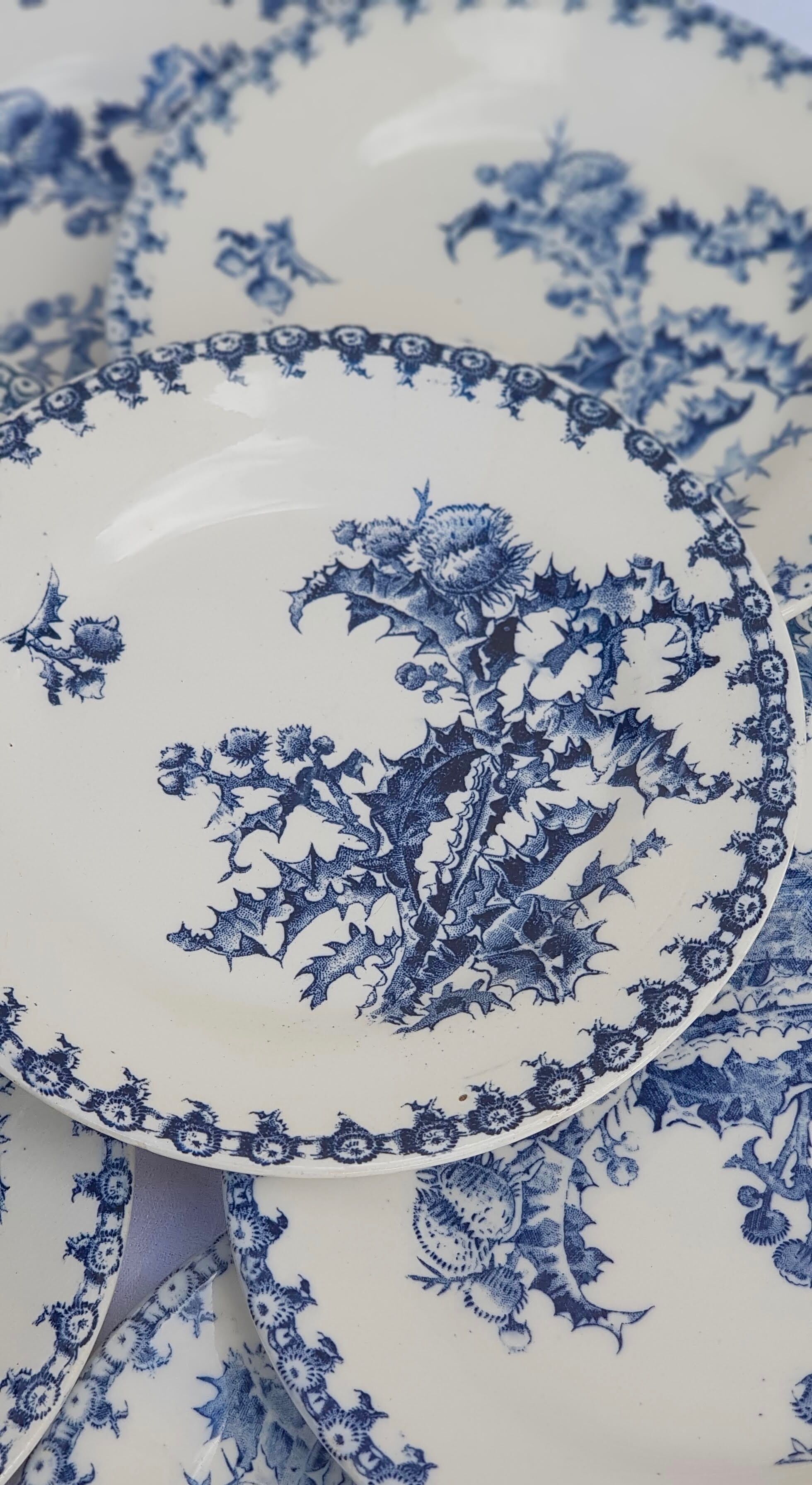 Ensemble de 8 assiettes à dessert Gien modèle Chardons