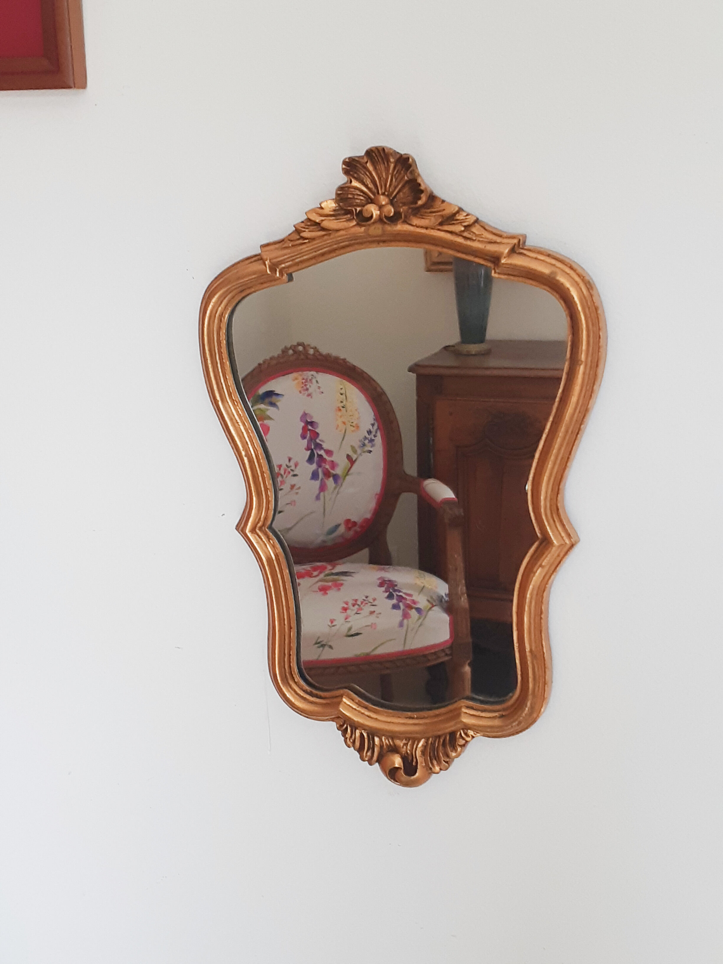 Mirror rocaille Louis XV style, gilded frame, 38 x 25 cm
