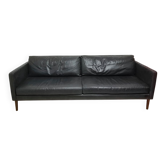 3-seater semi-aniline leather sofa in black