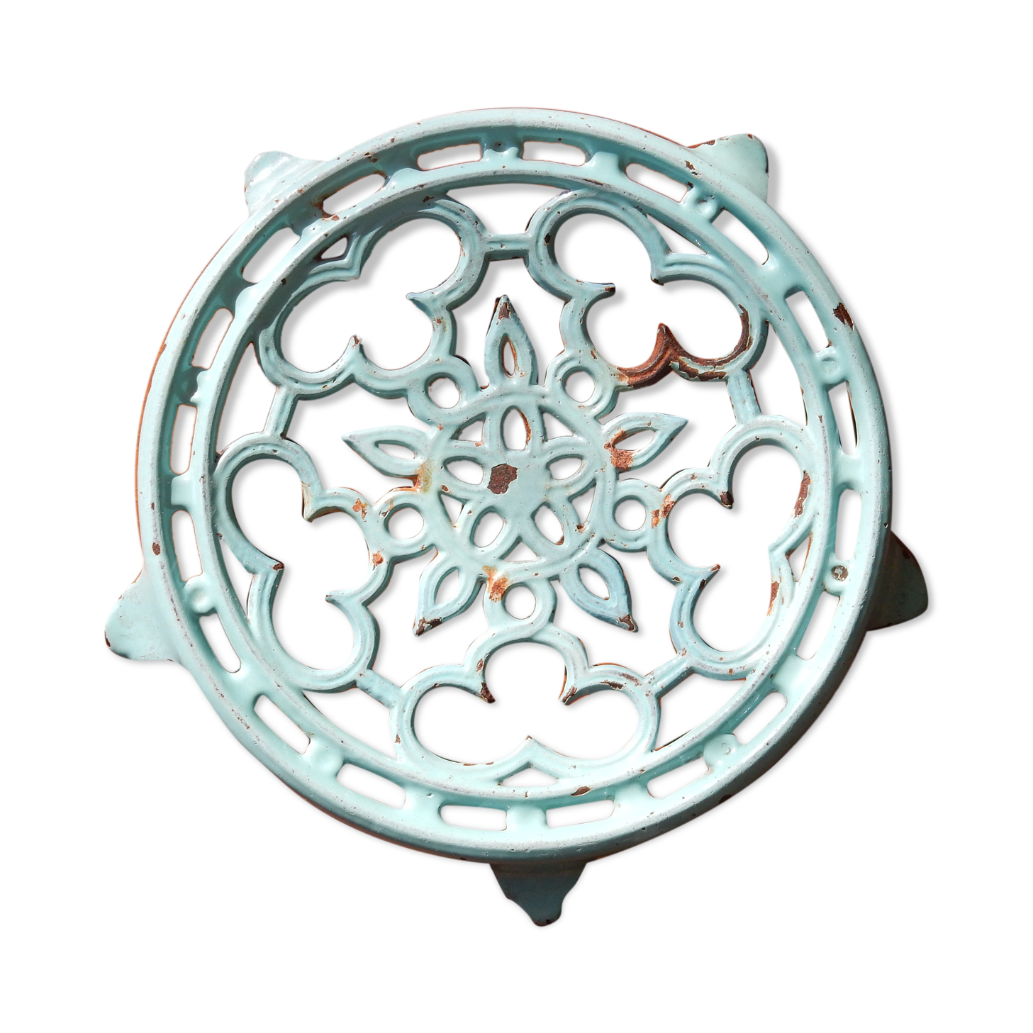Blue enamelled cast iron flat