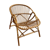 Vintage rattan shell armchair
