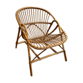 Fauteuil coquille rotin vintage