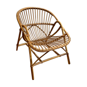 Vintage rattan shell armchair