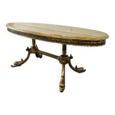 Table basse vintage en laiton doré avec onyx