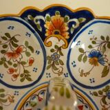 Dish, egg server in hand-painted earthenware, signed Geo Martel