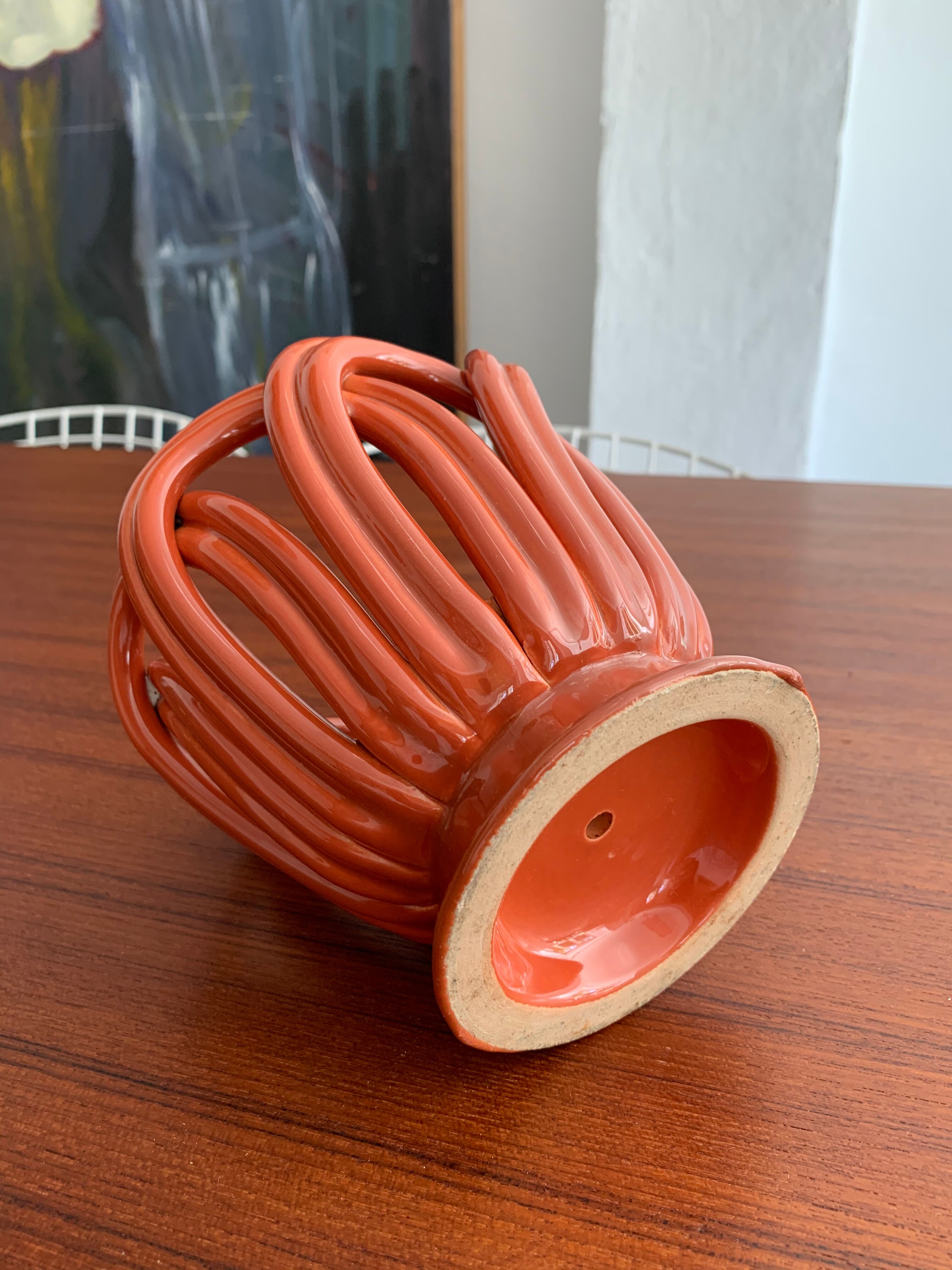 Vintage braided earthenware pot cache