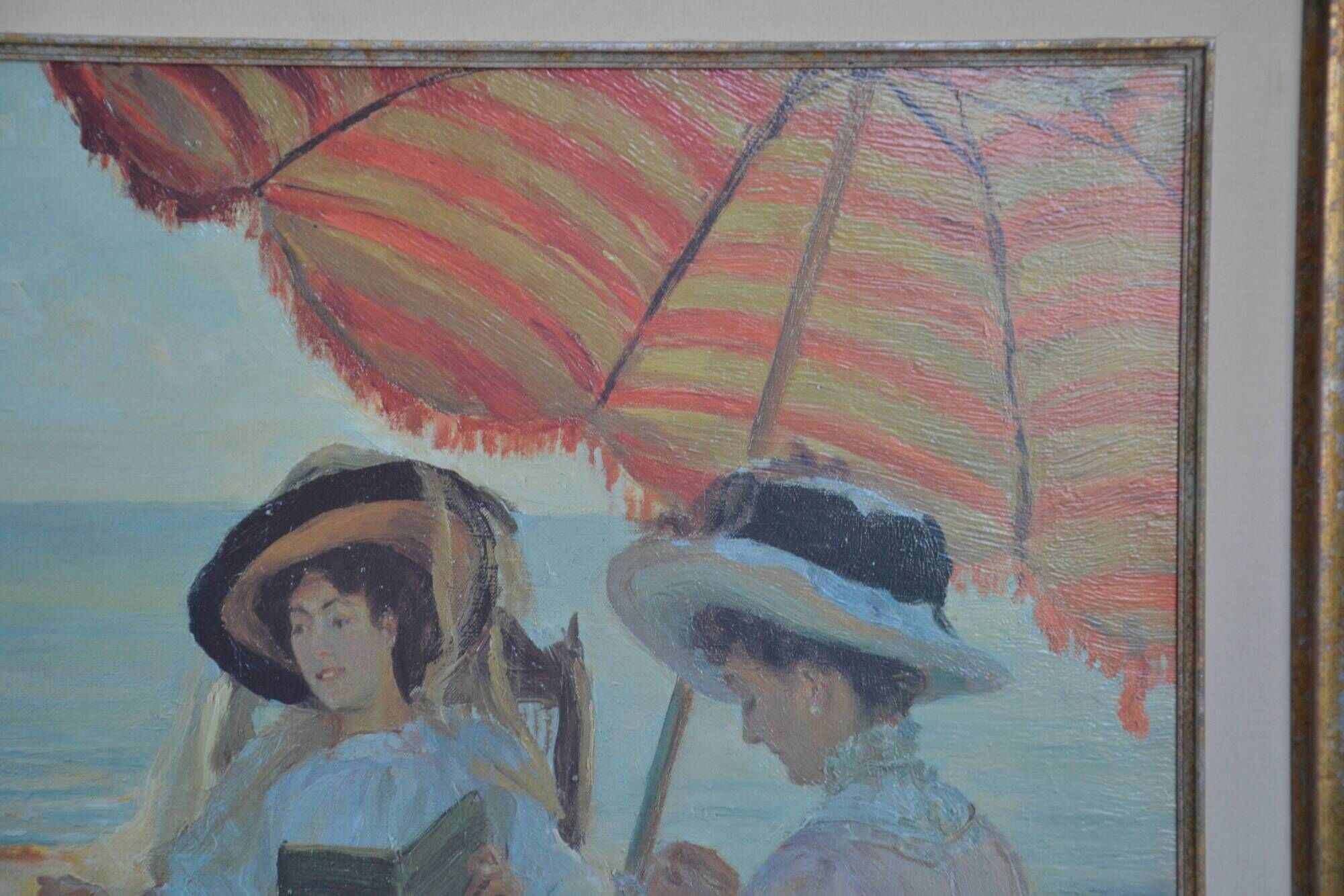 Painting beach scene by Alfred Victor Fournier 1909