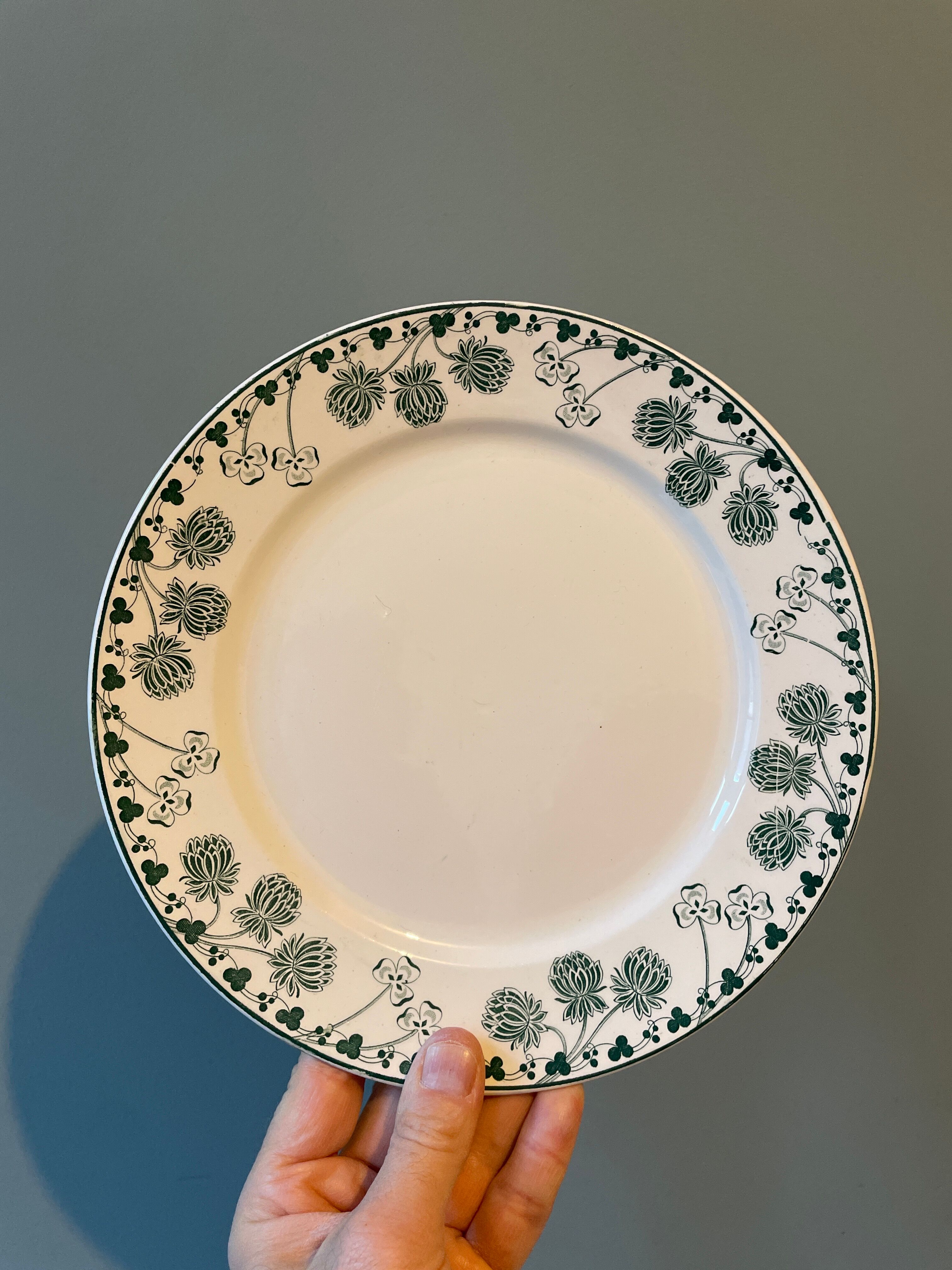 Set of 6 flat plates XIXth Boch Frères Keramis, "Trifolium"