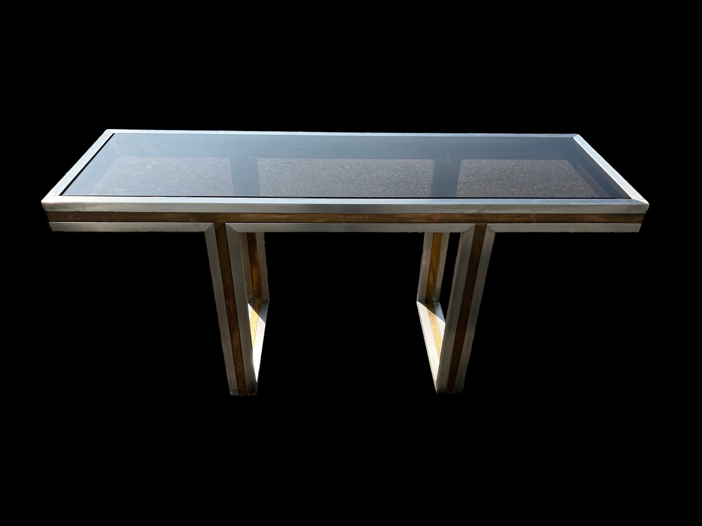 Console italienne acier et laiton 1970