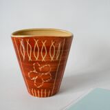 Patterned beige and brown ceramic vase, numbered 1970