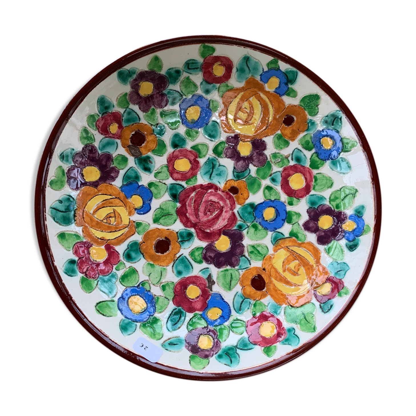 Enamelled ceramic cut floral pattern ceram Monaco vintage