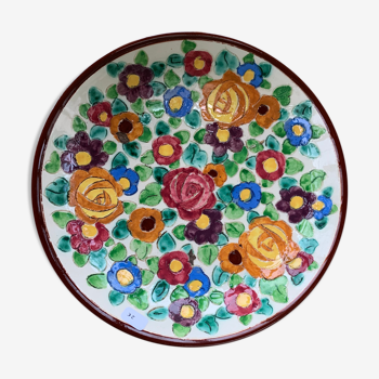 Coupe en céramique émaillée motif floral céram Monaco vintage
