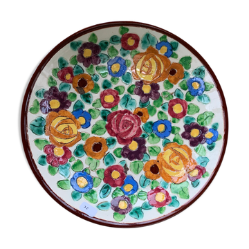 Enamelled ceramic cut floral pattern ceram Monaco vintage
