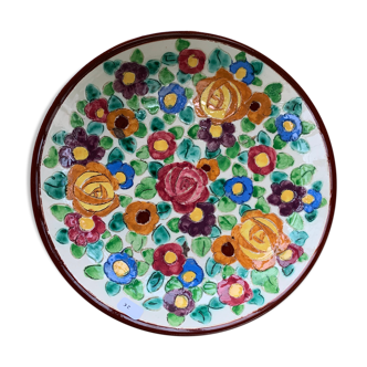 Coupe en céramique émaillée motif floral céram Monaco vintage