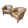 pair of camel leather club armchairs