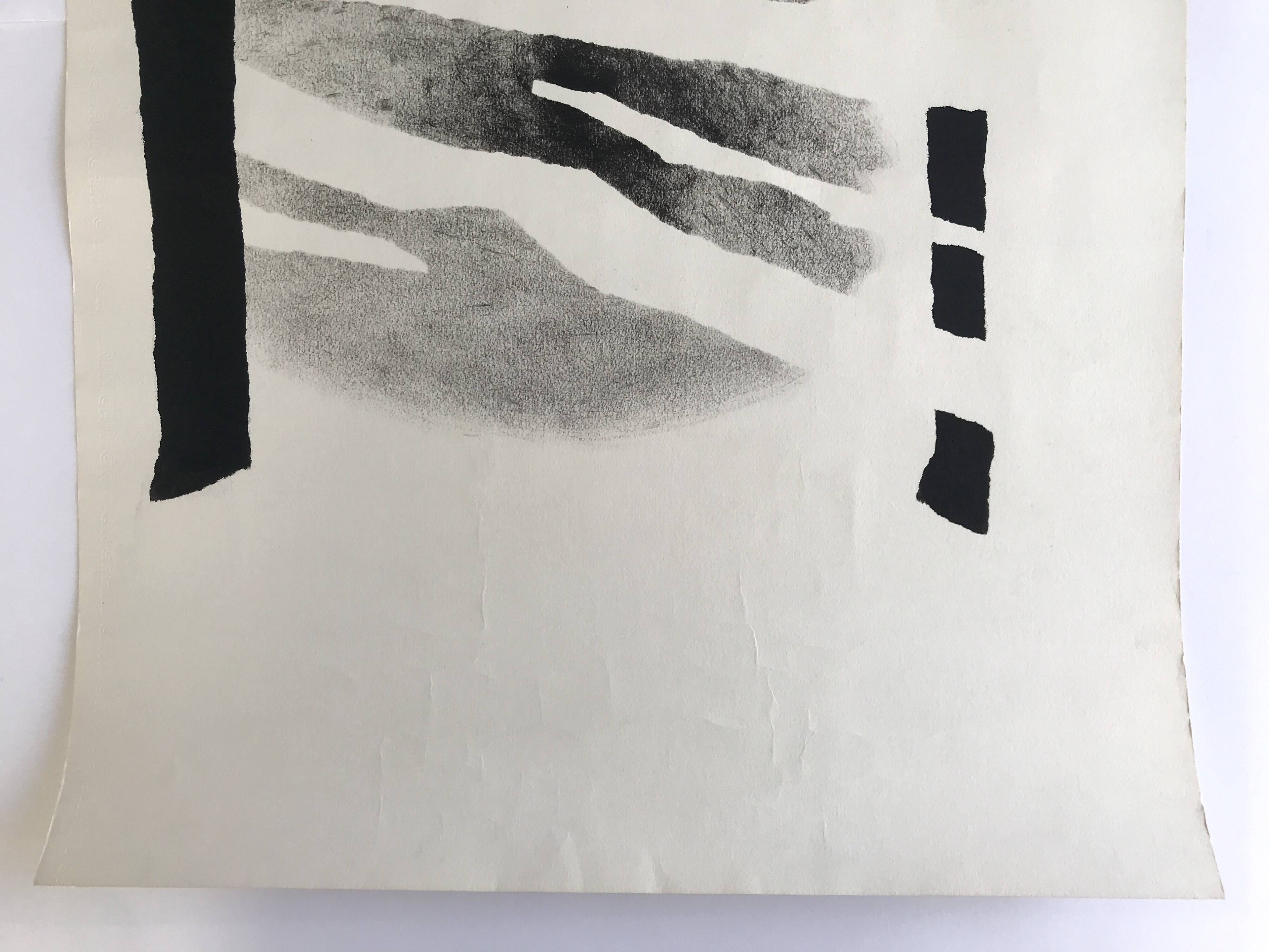 Albin TSAUT, Sans titre, 1998. Technique mixte en noir signée au dos