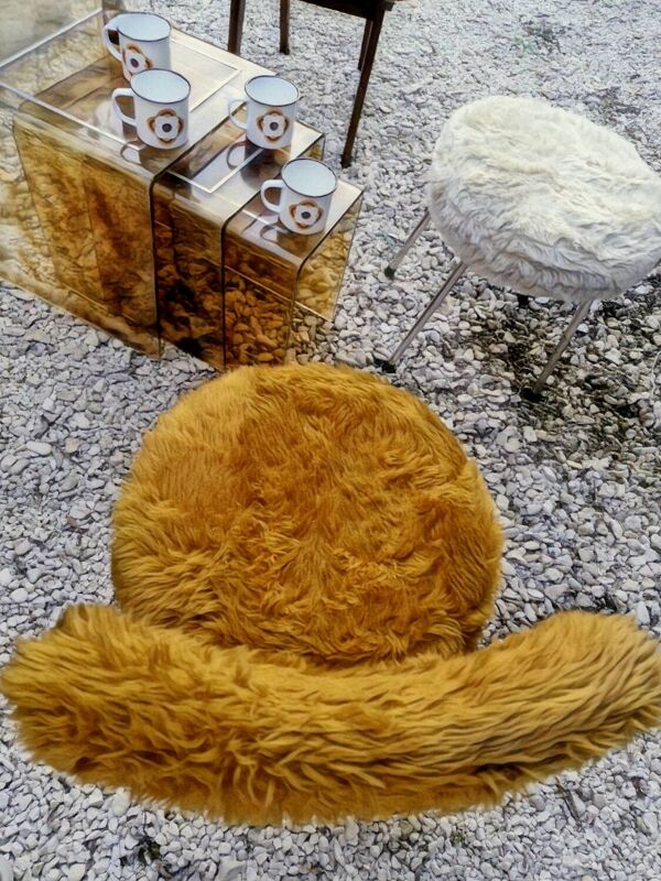 Set 3 Chaises Moumoutes 2 Pelfran, 1 Tonneau 1960-1970